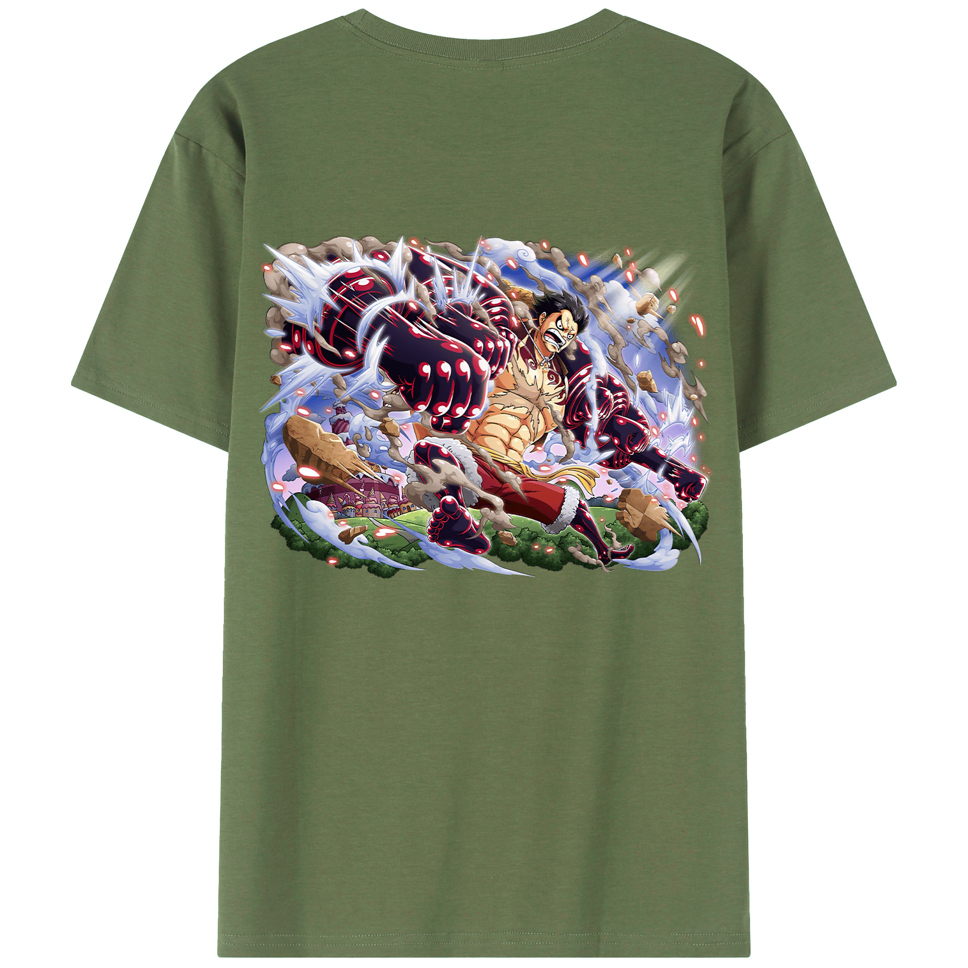 ワンピース モンキー・D・ルフィ ONE PIECE Monkey D. Luffy 綿100％ メンズ半袖Tシャツ（バックプリント） 通気性